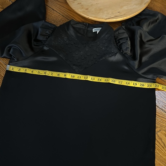 Pleione black dressy blouse. High neck, sheer details, long sleeves. Size Large - Picture 6 of 10